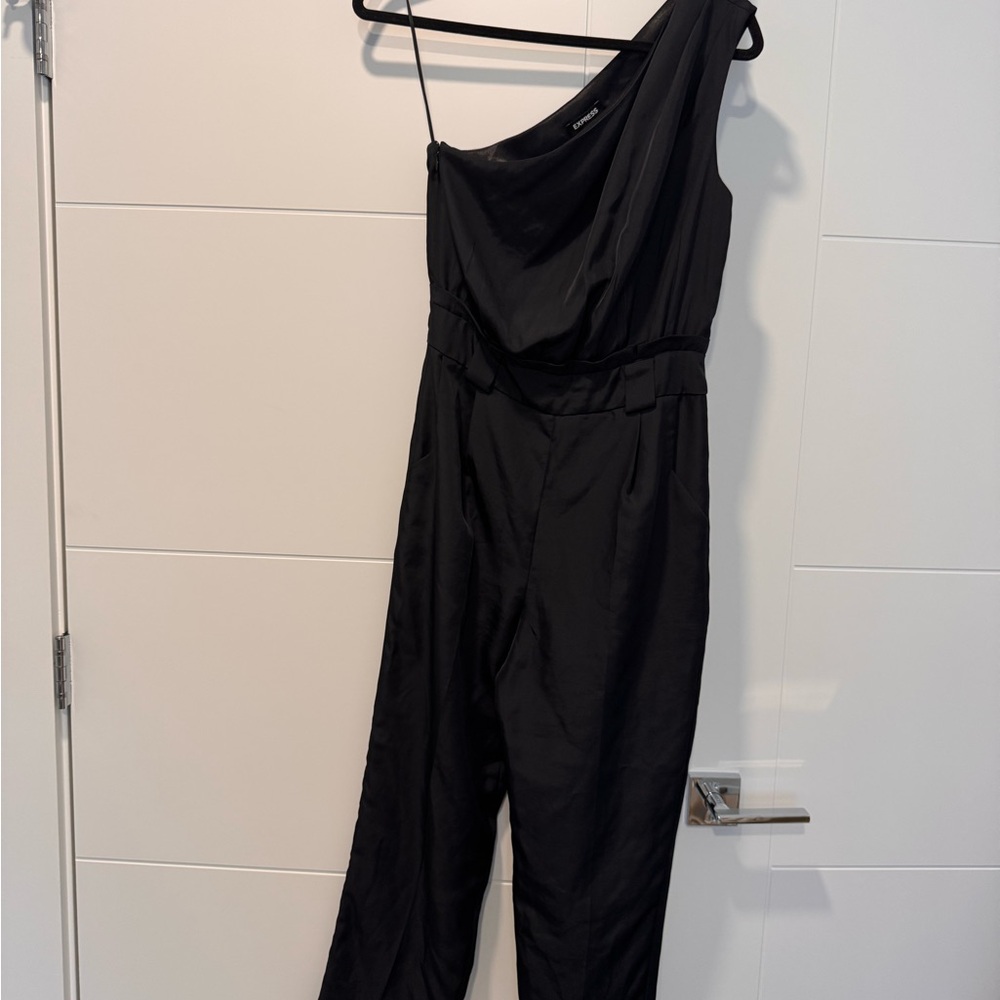 Express Black One-Shoulder Jumpsuit